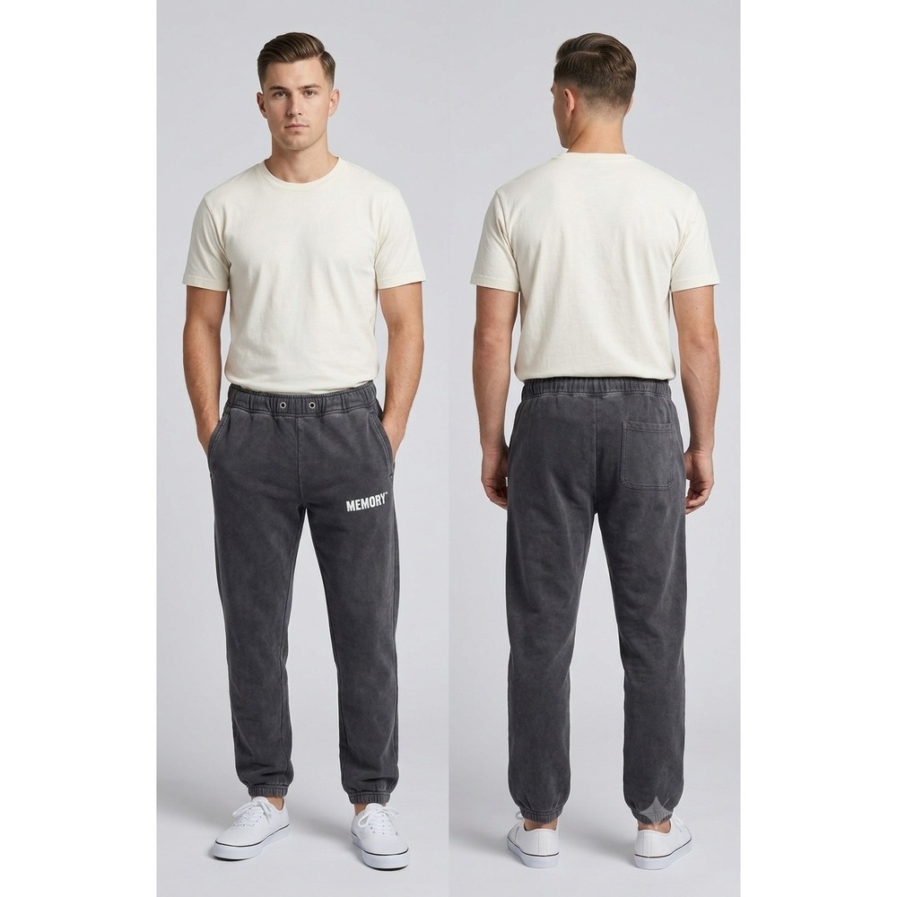 Memory Lane Sweatpants Mens Medium Black Wash Cotton Streetwear Joggers